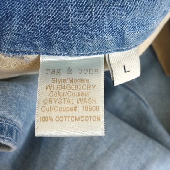Rag & Bone Light Wash Denim Blue Dungarees Short Overalls/ Jumper L ($295) NWT - Picture 7 of 16